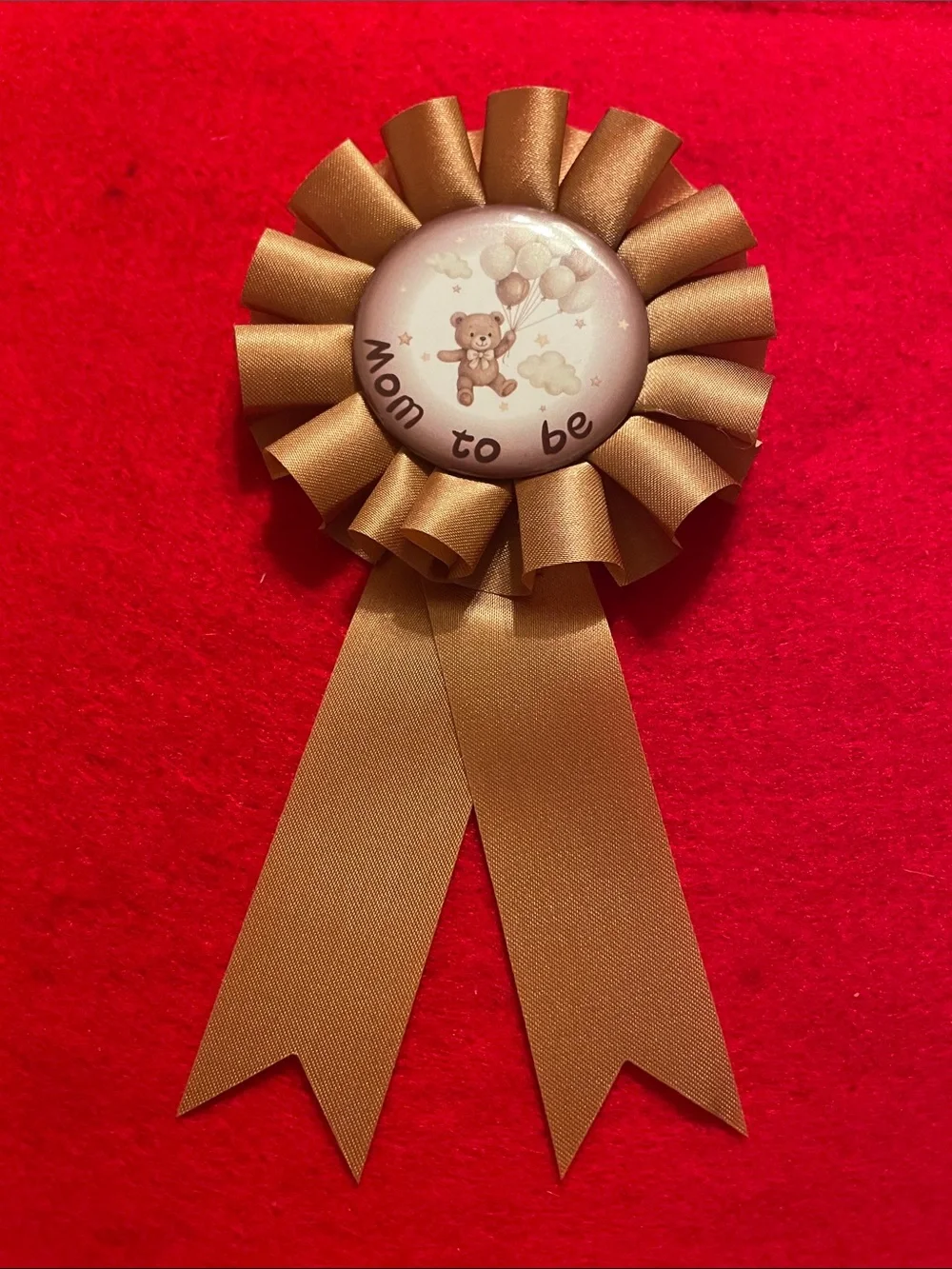 Mommy to Be Rosette Badge Set - Brown and Rose Gold